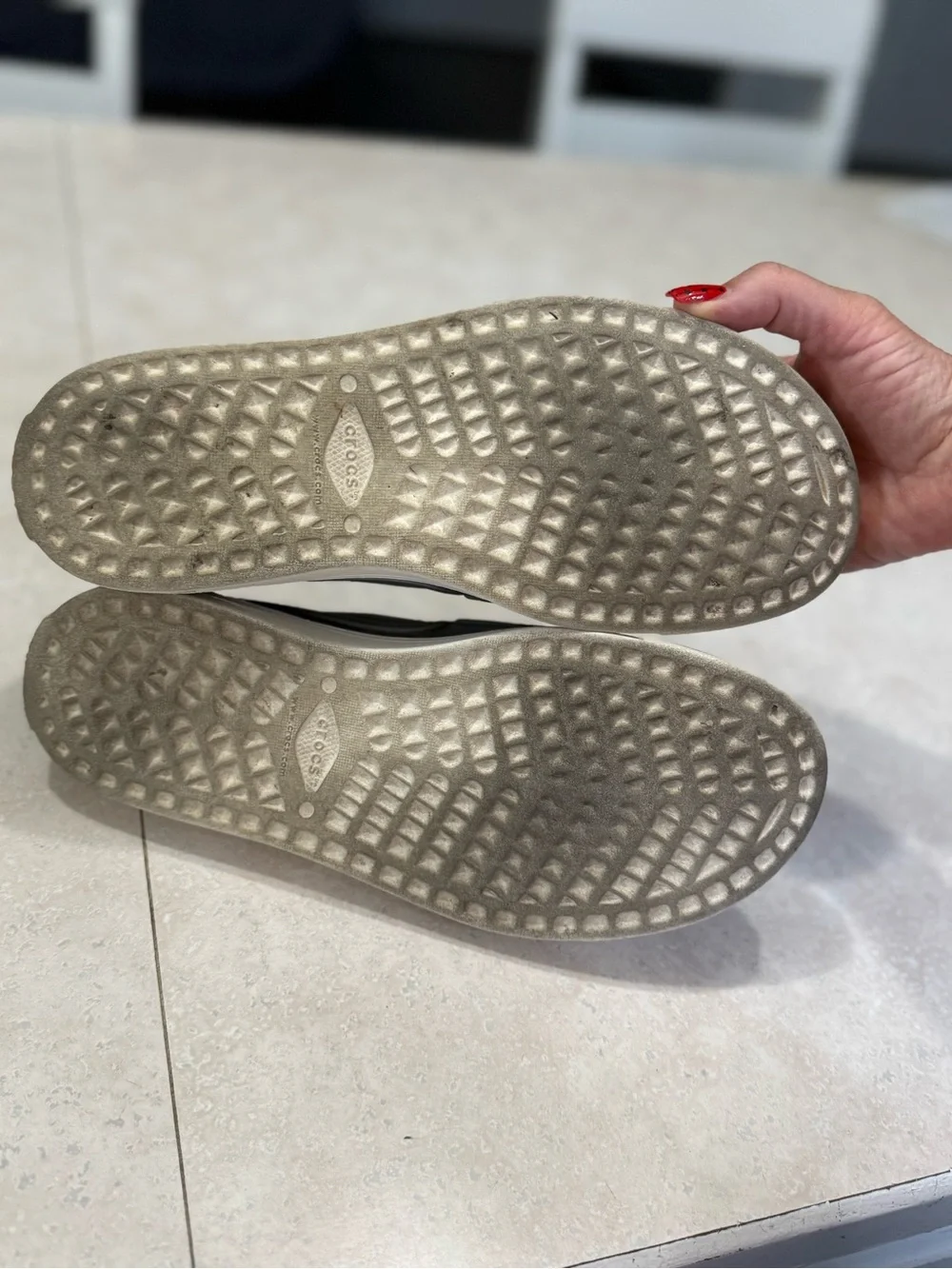 CROCS Women's Slip-On Perforated Flats - Gray with White Sole